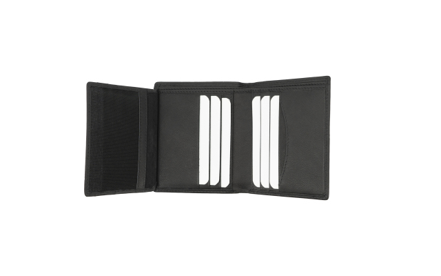 Cartera en color negro, diseñada con un estilo práctico y funcional hecha en Ubrique
