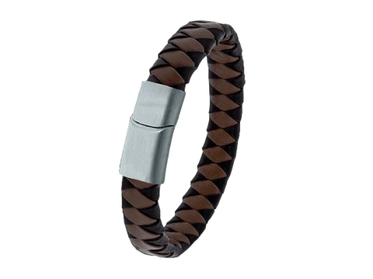 Pulsera de piel trenzada con enganche de acero