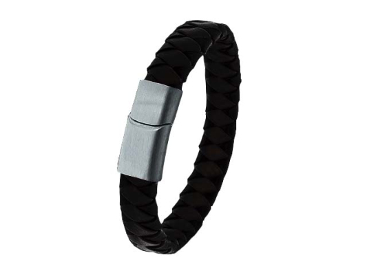 Pulsera de piel trenzada con enganche de acero