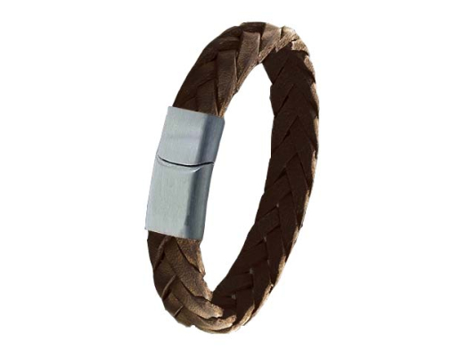 Pulsera de piel trenzada con enganche de acero