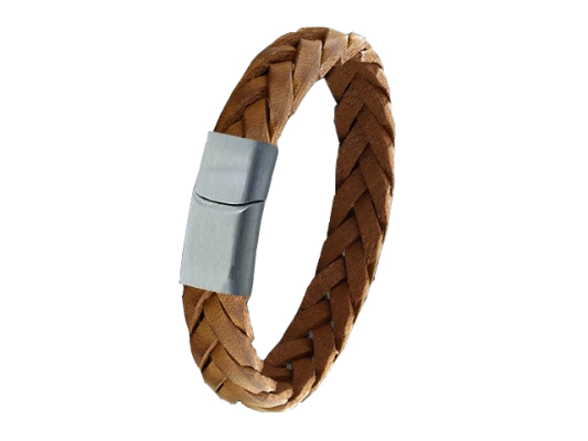 Pulsera de piel trenzada con enganche de acero