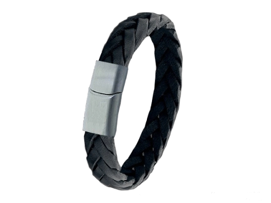 Pulsera de piel trenzada con enganche de acero