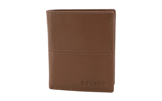 Cartera de piel en color cuero, diseñada con un estilo práctico y funcional hecha en Ubrique