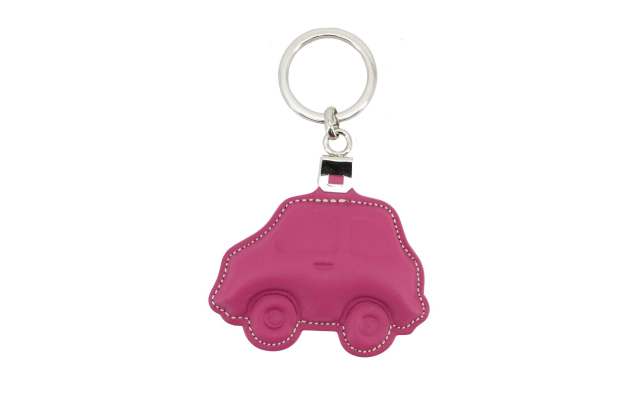Llavero de cuero en forma de coche - Rosa