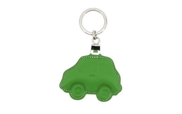 Llavero de cuero en forma de coche - Verde