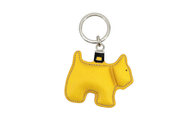 Llavero de cuero con forma de perro - Amarillo
