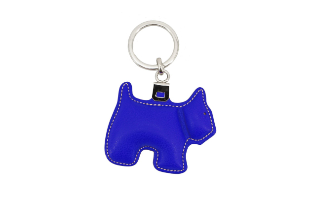 Llavero de cuero con forma de perro - Azul