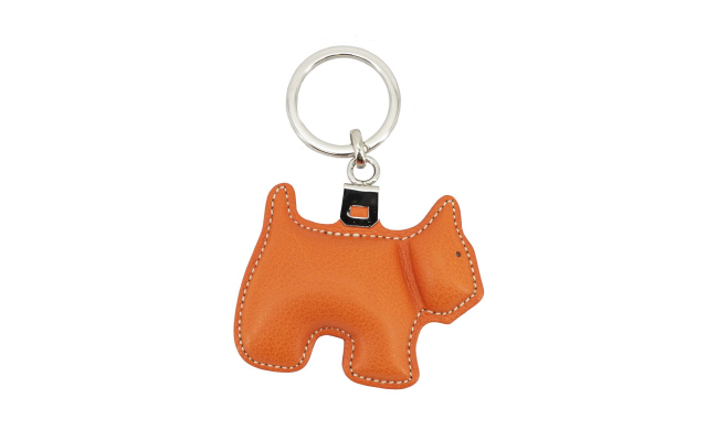 Llavero de cuero con forma de perro - Naranja