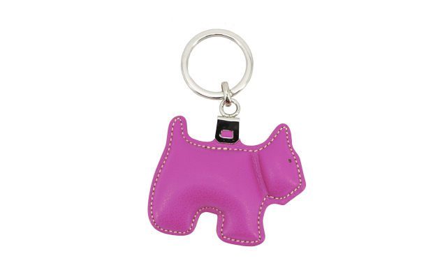 Llavero de cuero con forma de perro - Rosa