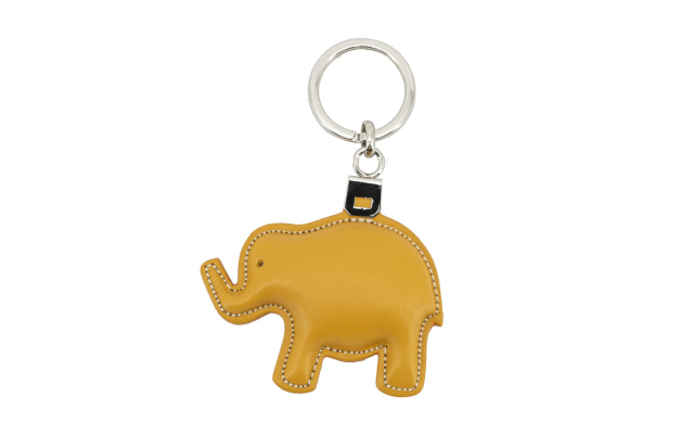 Llavero de cuero con forma de elefante - Amarillo