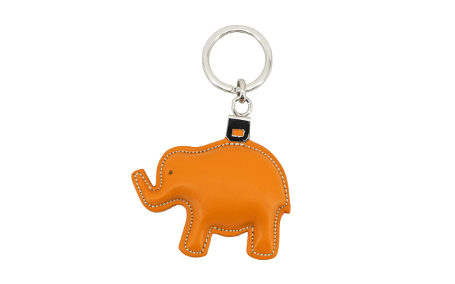 Llavero de cuero con forma de elefante - Naranja