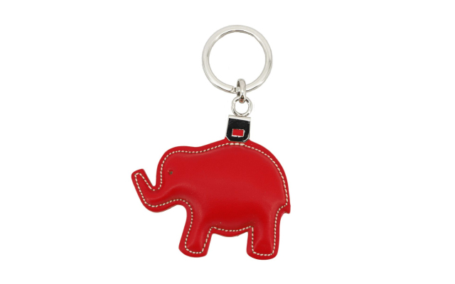 Llavero de cuero con forma de elefante - Rojo