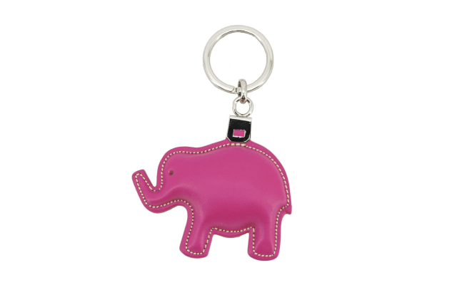 Llavero de cuero con forma de elefante - Rosa