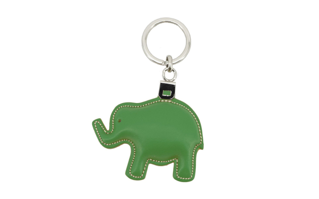 Llavero de cuero con forma de elefante - Verde