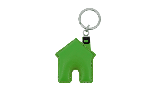 Llavero de cuero con forma de casa - Verde