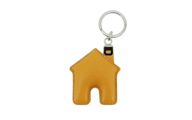 Llavero de cuero con forma de casa en - Amarillo
