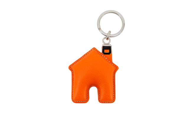 Llavero de cuero con forma de casa - Naranja