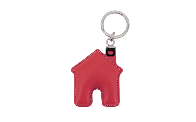 Llavero de cuero con forma de casa - Rojo