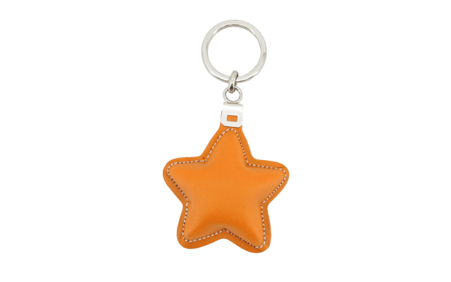 Llavero de cuero con forma de estrella - Naranja