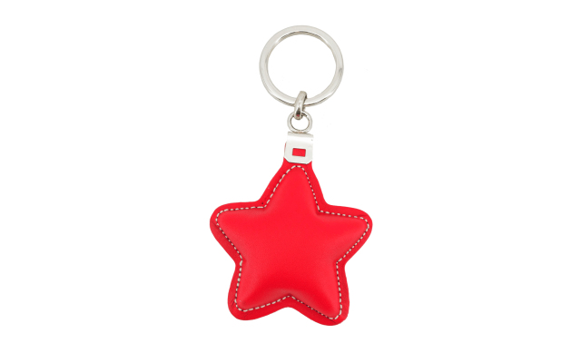 Llavero de cuero con forma de estrella - Rojo