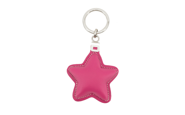 Llavero de cuero con forma de estrella - Rosa