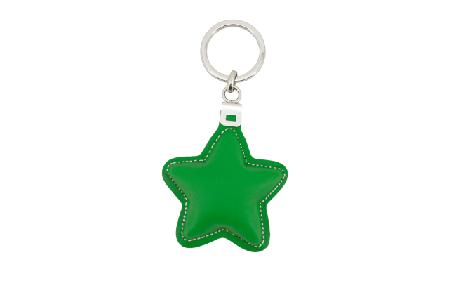 Llavero de cuero con forma de estrella - Verde