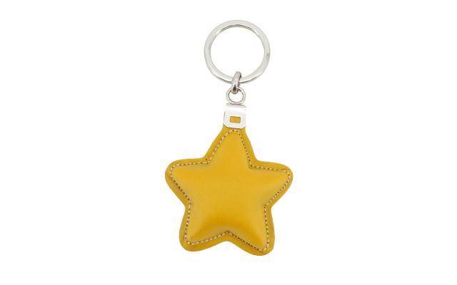 Llavero de cuero con forma de estrella - Amarillo