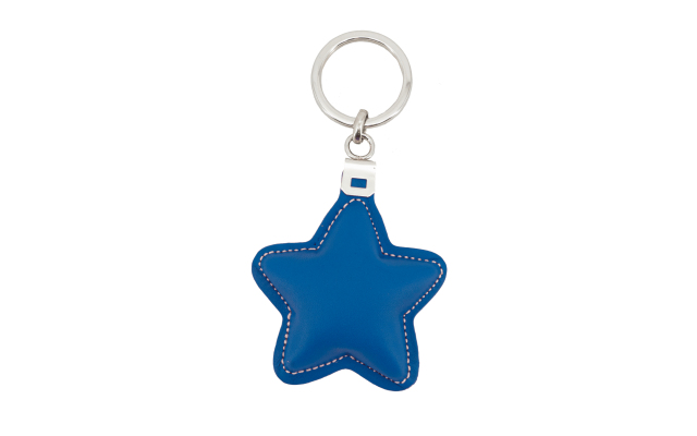 Llavero de cuero con forma de estrella - Azul