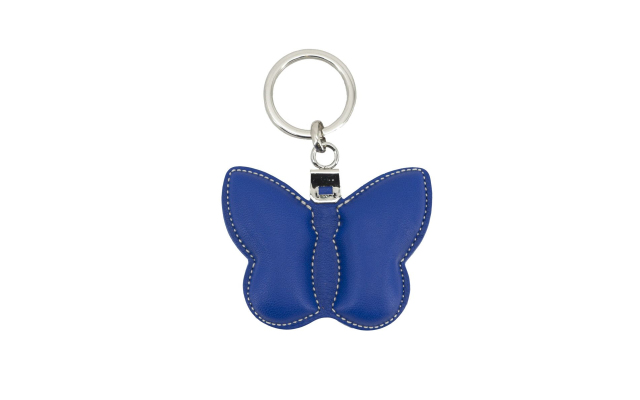Llavero de cuero con forma de mariposa - Azul