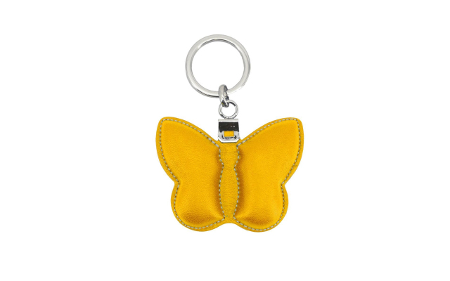 Llavero de cuero con forma de mariposa - Amarillo