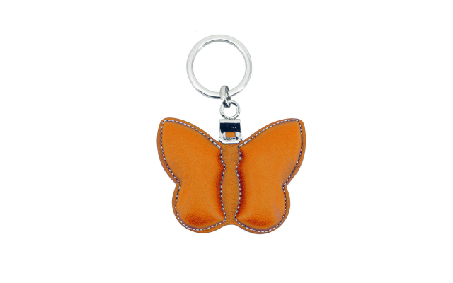 Llavero de cuero con forma de mariposa - Naranja