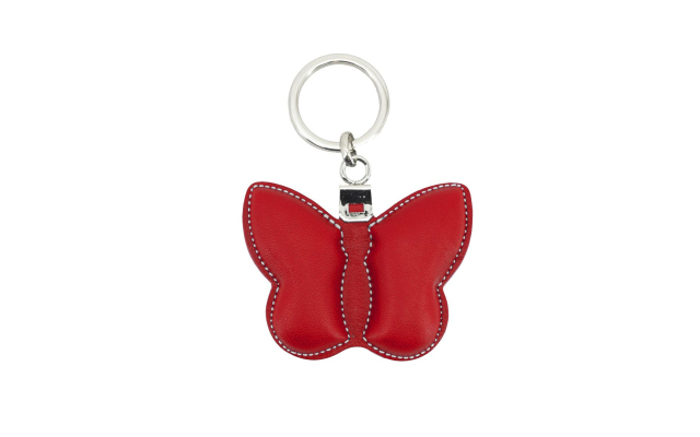 Llavero de cuero con forma de mariposa - Rojo