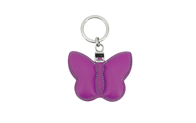Llavero de cuero con forma de mariposa - Rosa