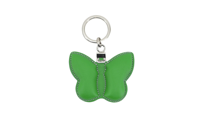 Llavero de cuero con forma de mariposa - Verde