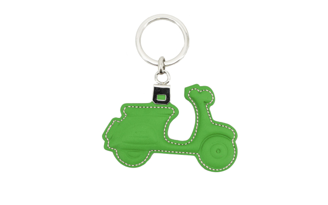 Llavero de cuero con forma de moto Vespa en varios colores - Verde