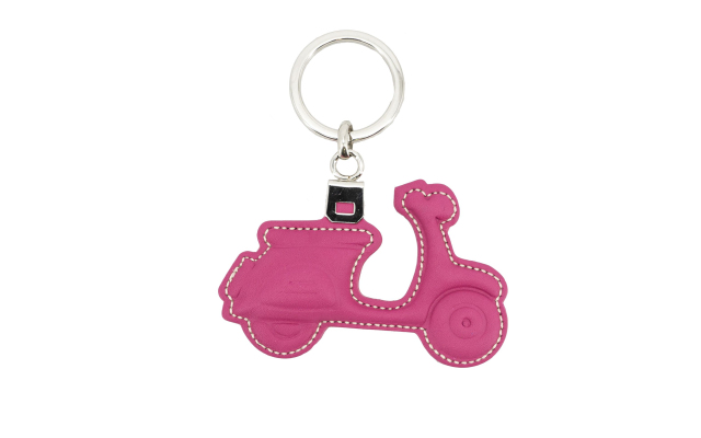 Llavero de cuero con forma de moto Vespa - Rosa
