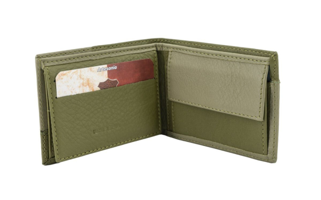 Cartera, billetera, tarjetero, monedero tipo americano verde