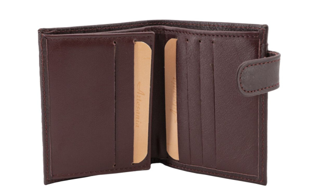 Cartera hombre de cuero auténtico con billetera, tarjetero y cierre con trabilla