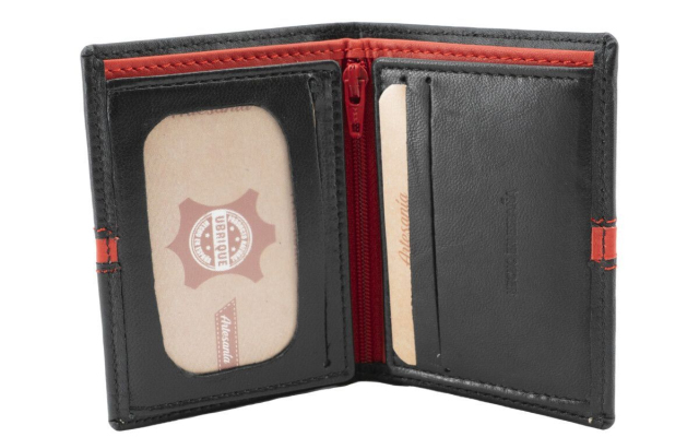 Cartera hombre de cuero auténtico con billetera, tarjetero y cierre sin trabilla